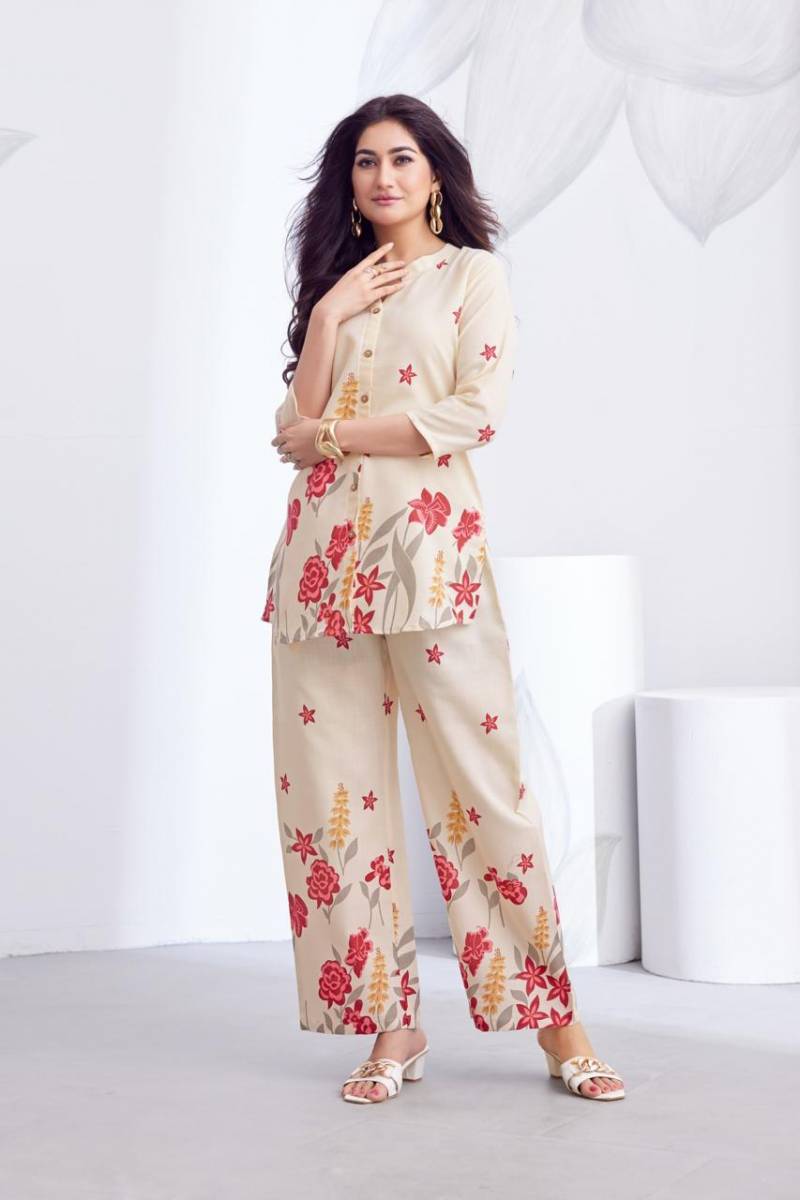 Rust colored coord set with wide leg pants and sleeveless top